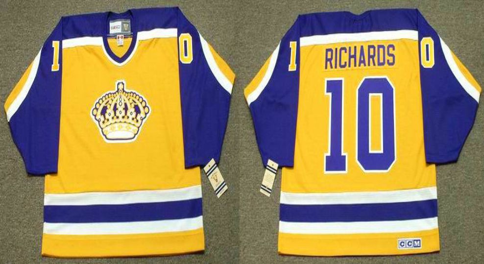 2019 Men Los Angeles Kings #10 Richards Yellow CCM NHL jerseys